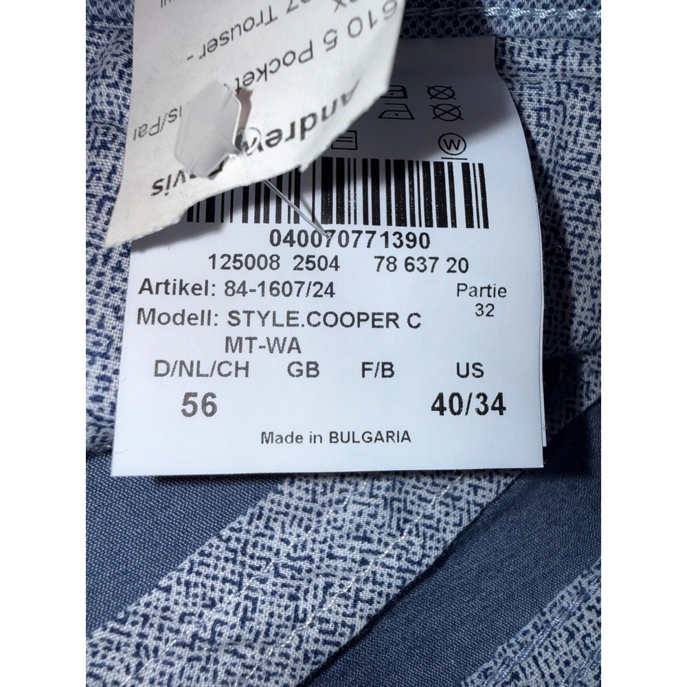 NWT New Brax Feel Good Cooper Fancy Regular Fit Tritone Cotton Blue Pants 40X34 - Picture 6 of 15